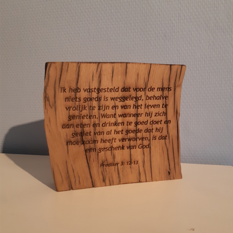 bijbeltekst op hout Woodywork